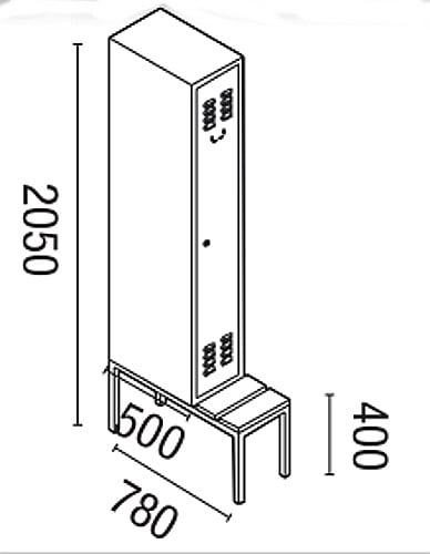 Garderobenschrank 1-teilig, ausziehbare Sitzbank
