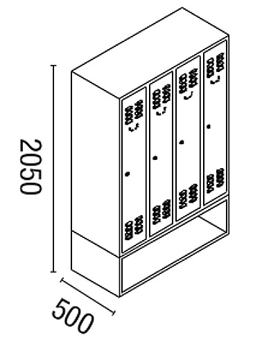 Garderobenschrank 4-teilig, untergebautes Schuhfach