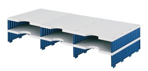 Aufbaustation mit 2 Etagen, 6 Fächern, B723xT331xH140mm