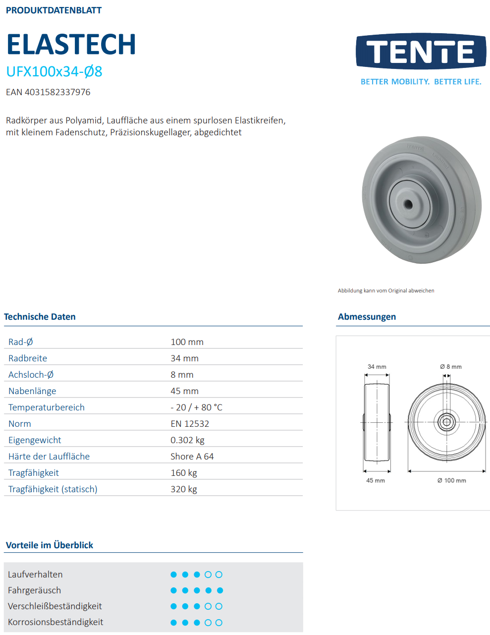 Rad Ø 100x34mm breit