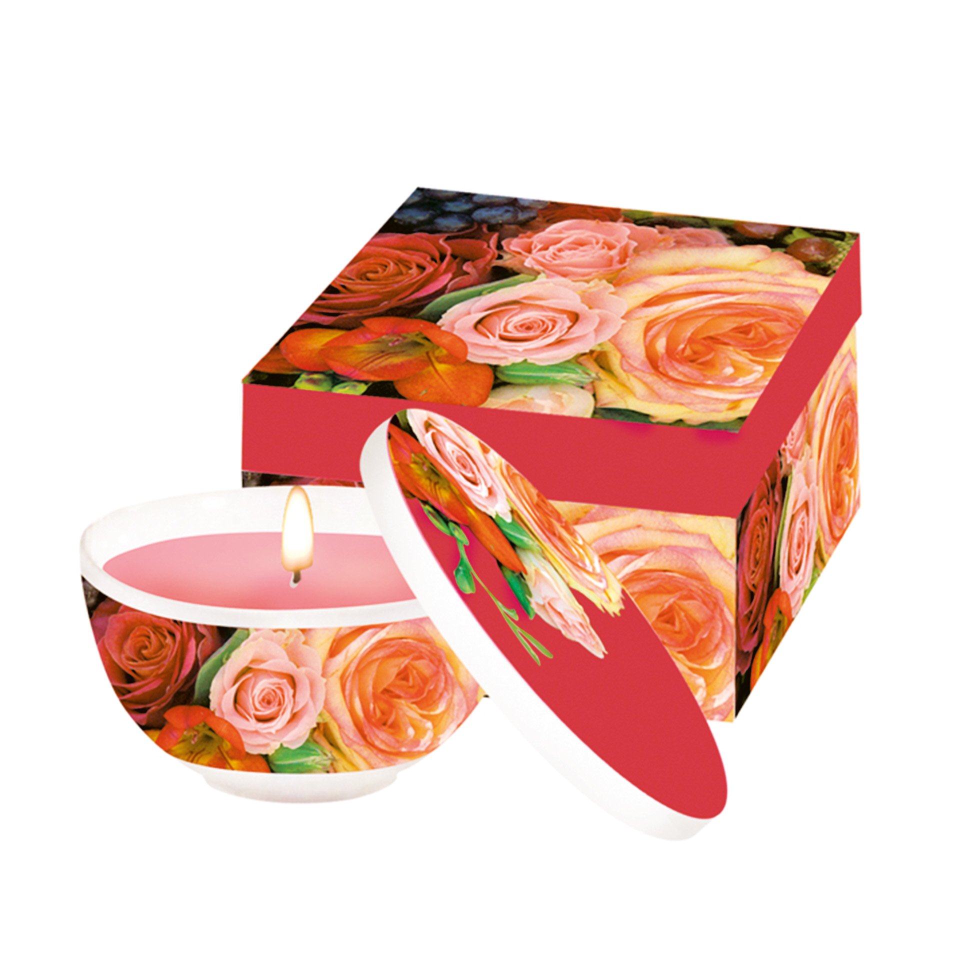 Bowl mit Kerze und Deckel "Summer Roses"