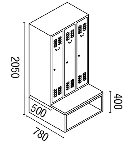 Garderobenschrank 3-teilig