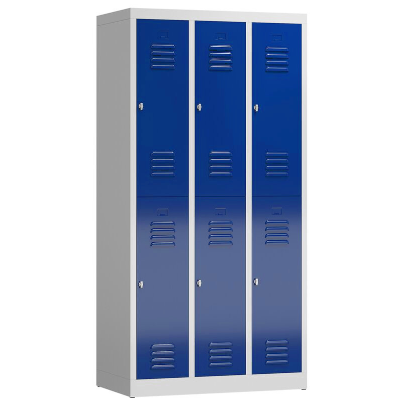 Lüllmann ClassiX Stahl-Garderobenschrank 3 Abteile à 290 mm, 6 Fächer doppelstöckig