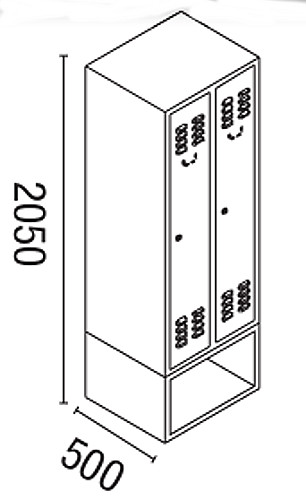 Garderobenschrank 2-teilig, untergebautes Schuhfach