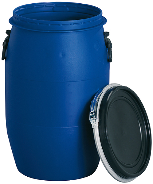 Rundfaß mit Weithalsöffnung für 60 Liter Inhalt, ø 400 x H 640mm, blau